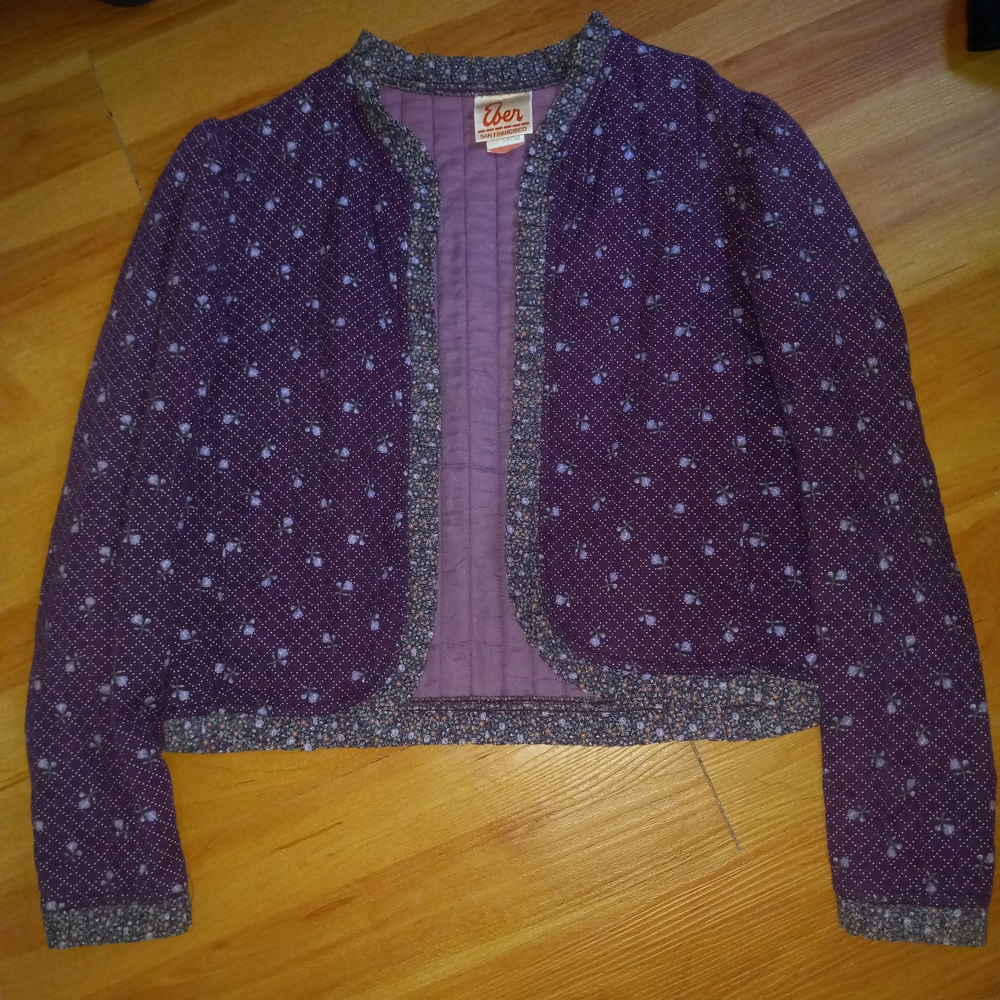 Eberjey Purple Patterned Open Jacket